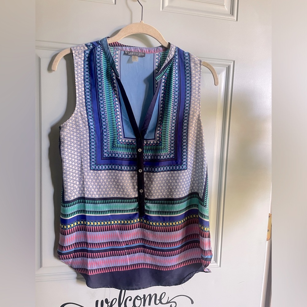 Sleeveless multicolored blouse from Stitch Fix- Brixton Ivy. Size small.